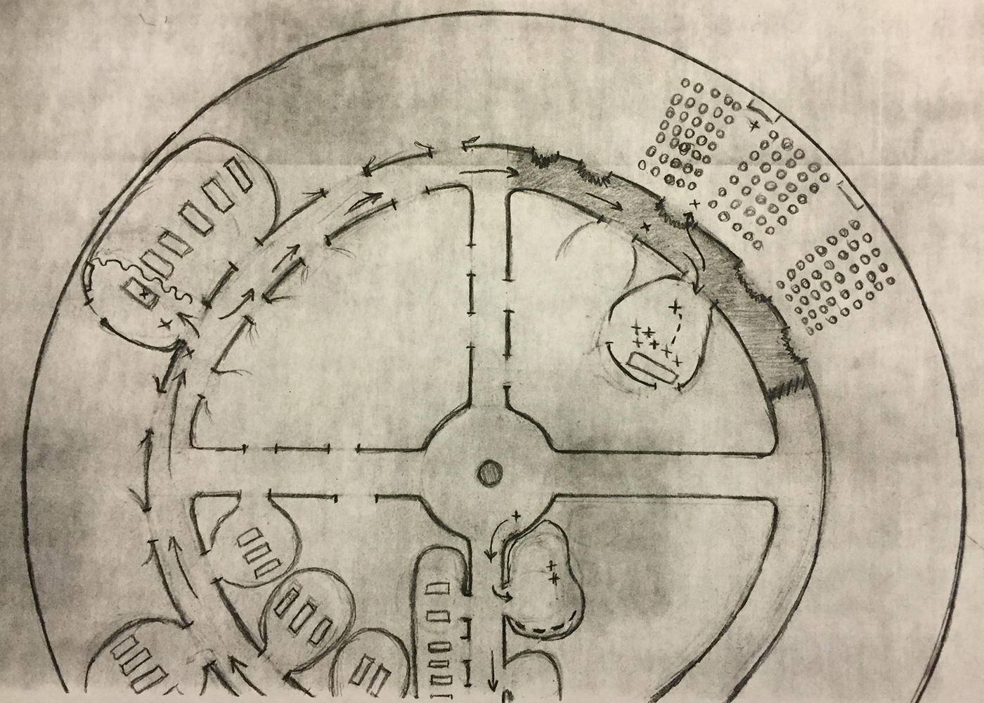 Detailed circular diagram of a craft interior